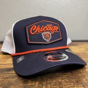 Chicago Bears New Era 2024 Patch 9SEVENTY Trucker Snap Hat Navy Patch Rope